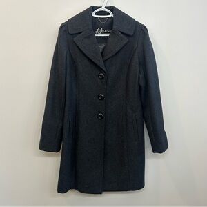 Guess Woman’s Wool Blend Peacoat Charcoal Colored Lined Split Collar Coat Size L